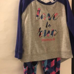 2T toddler girl Reebok yoga pants & shirt set